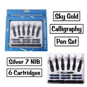 SKY Gold Calligraphy Pen Set 7 Nib (Silver)