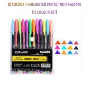 12 Colour Highlighter Pen Set No.HT-6307-12 (12 Col Set)