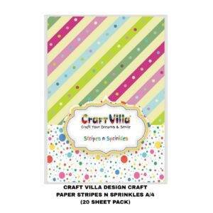Craft Villa A/4 Designer Craft Papers –Stripes N Sprinkles