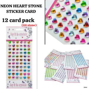 Neon Heart Stone Sticker Card (66 Stones)