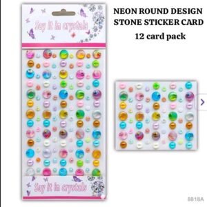 Neon Round Design Stone Sticker Card M/C
