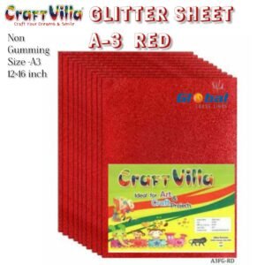 Craft Villa A/3 Glitter Foam Sheet Non Gumming – Red