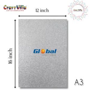 Craft Villa A/3 Glitter Foam Sheet Non Gumming – Silver