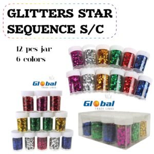 Glitter Star Sequence S/C (12 Pcs Jar / 6 Colours)