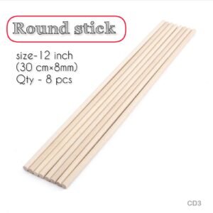 Wooden Round Stick 8mm – 12 Inch (8 Pc)