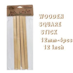 Wooden Square Stick 12mm – 12 Inch (4 Pc)