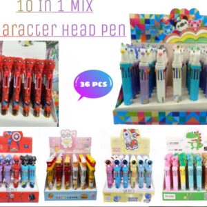 10 In 1 Character Head Ball Pen-Mix Character Head