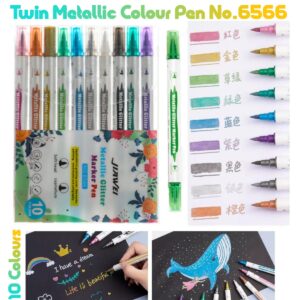 Twin Metallic Brush Pen No.6566 (10 Pcs)