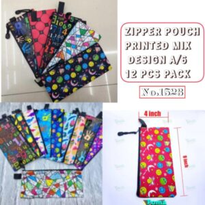 Zipper Pouch Cloth Mix Print A/6 No.1523