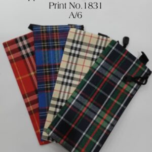 Zipper Pouch Cloth Checks Print A/6 No.1831