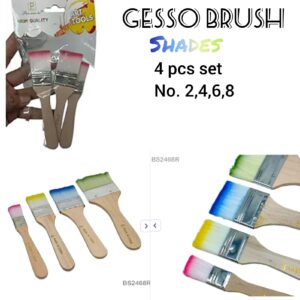 Gesso Brush Flat Colour Shades– 4 Pcs Set