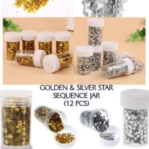 Glitter Star Sequence Jar Golden / Silver (12 Pcs)