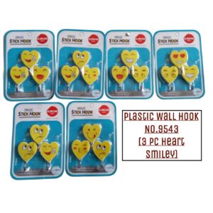 Plastic Wall Hook No.9543 [3 Pc Heart Smily]