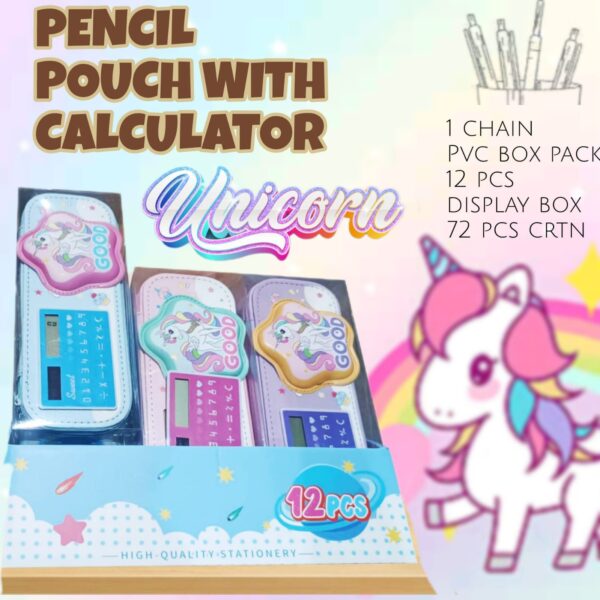 Pencil Pouch With Calculator (Unicorn)