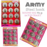 Army Steel Round Big Hook (12 Pc card)