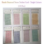 Beads Diamond Stone Sticker Card -Single Colour (12 Pc)