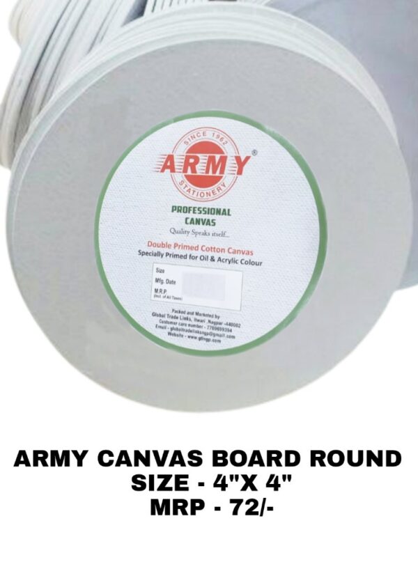 Army Canvas Board Round 4''X4'' Inch