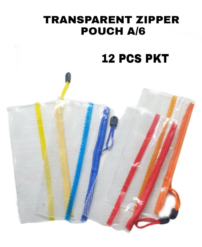 21d05b43-edca-4a17-bc26-7db21b32aff7.jpg Transparent Zipper Pouch A/6 No.1802-1 - Image 1