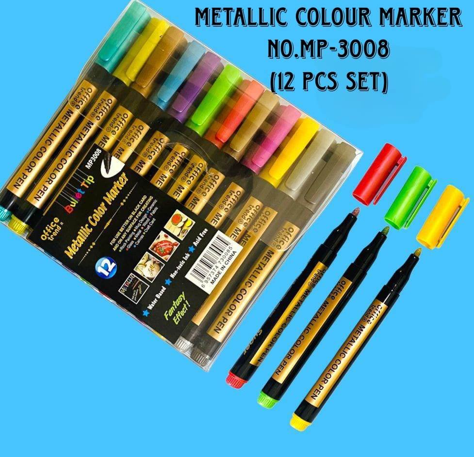 262a53f1-232e-450d-82e9-94585ad3c27e.jpg Metallic Colour Marker No.MP-3008 (12 Pcs) - Image 1