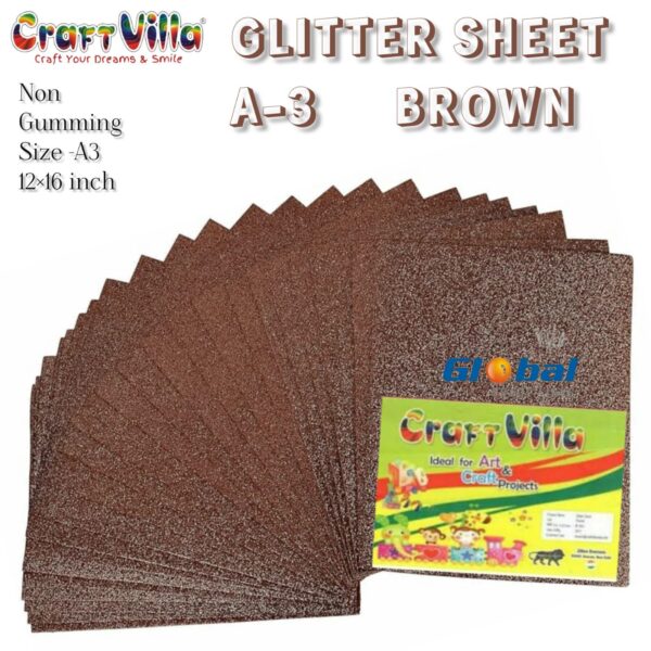 Craft Villa A/3 Glitter Foam Sheet Non Gumming – Brown