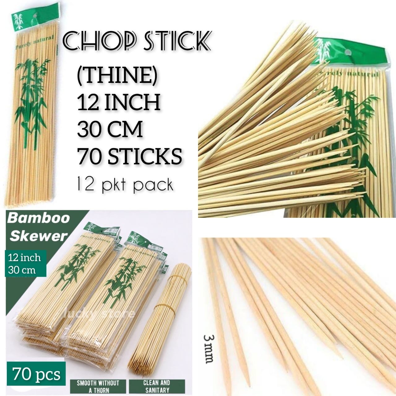 4326cc08-c9a8-4683-8f34-69d57b4d12ab.jpg Chop Stick 3mm (Thin) - 30cm (12 Inch) - Image 1