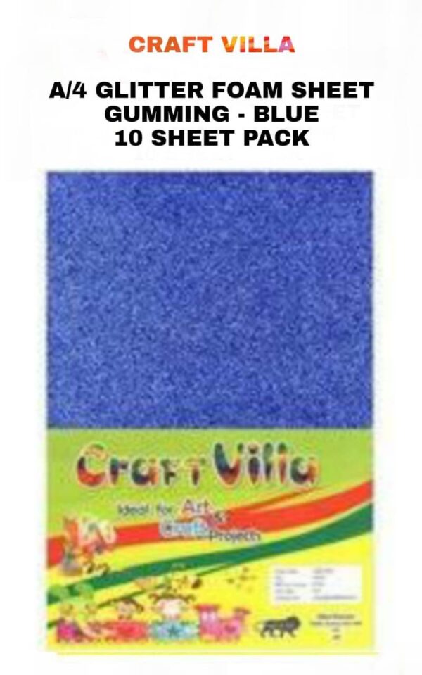 Craft Villa A/4 Glitter Foam Sheet Gumming - Blue