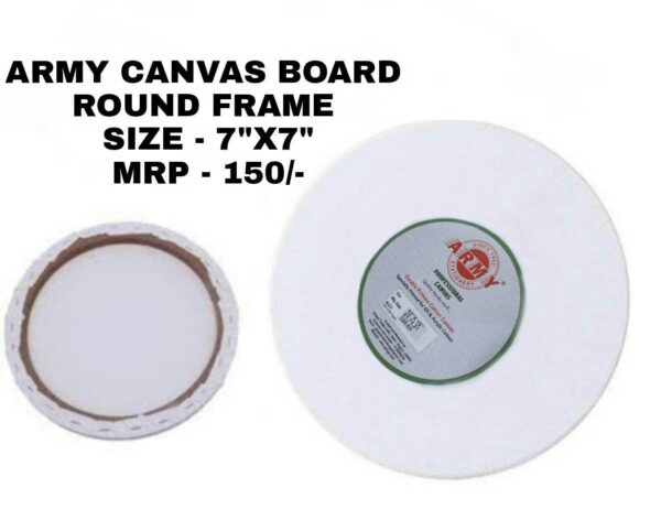 Army Canvas Board 7"x7" Inch Round Frame