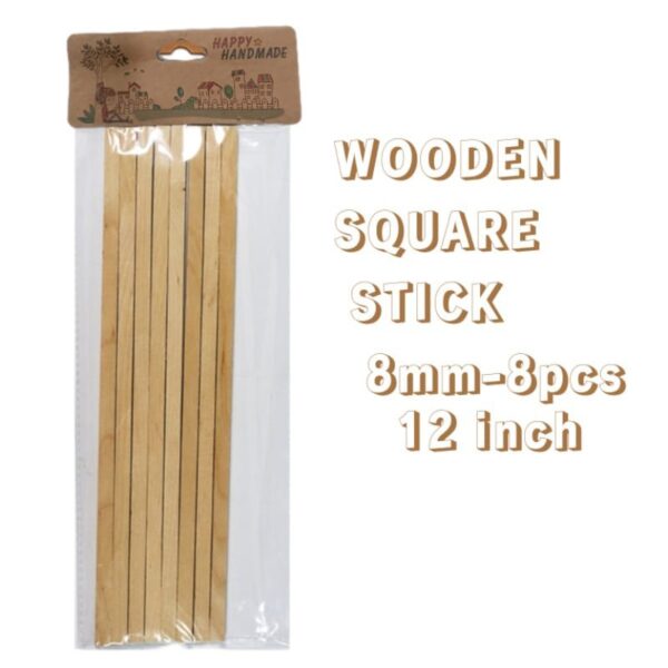 Wooden Square Stick 8mm – 12 Inch (8 Pc) WSS-2