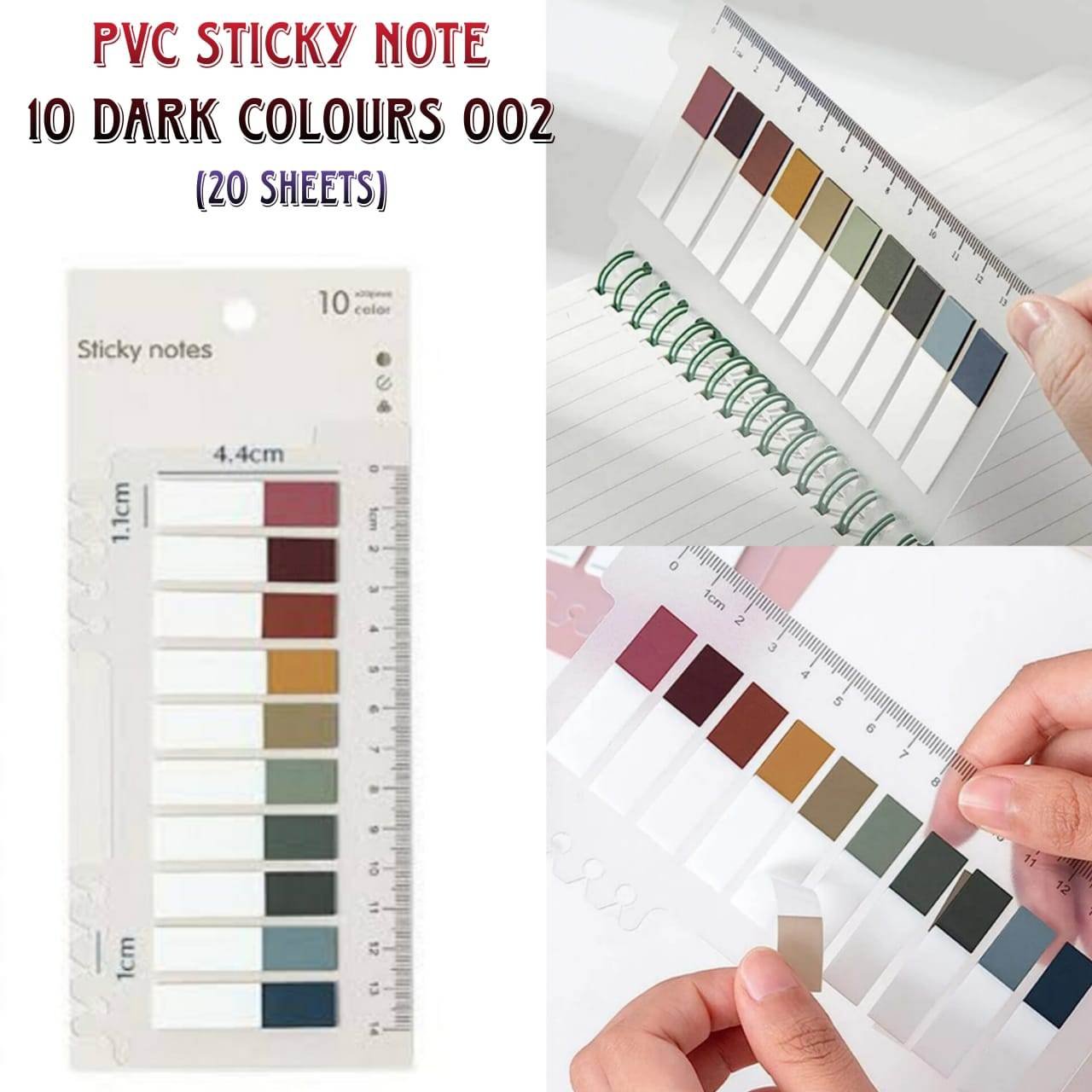 67fe2b21-a8d2-4464-9725-82ddda0d7b79.jpg PVC Sticky Note 10 Dark Colours 002 - Image 1