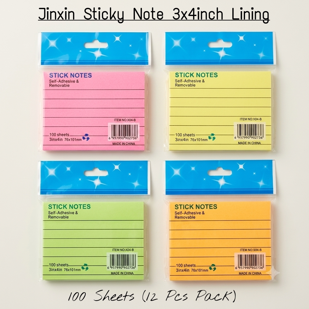 77924f0d-a562-485f-aee4-0db9defdec21 Jinxin Sticky Note 3x4 Lining (100 Sheet) M/C (X04-B) - Image 1