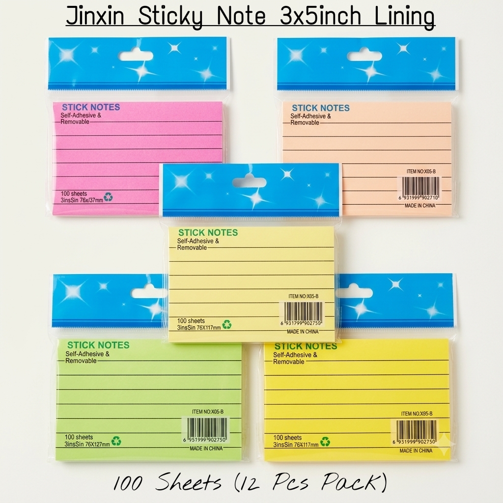 8b3258d3-590a-4e63-9058-afac1a716bc3 Jinxin Sticky Note 3X5 Lining (100 Sheet) M/C (X04-B) - Image 1