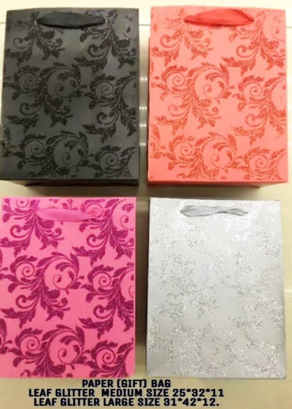 Leaf Glitter Paper Gift Bag Midium