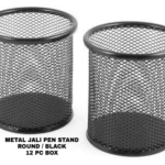 Metal Jali Pen Stand Round - Black