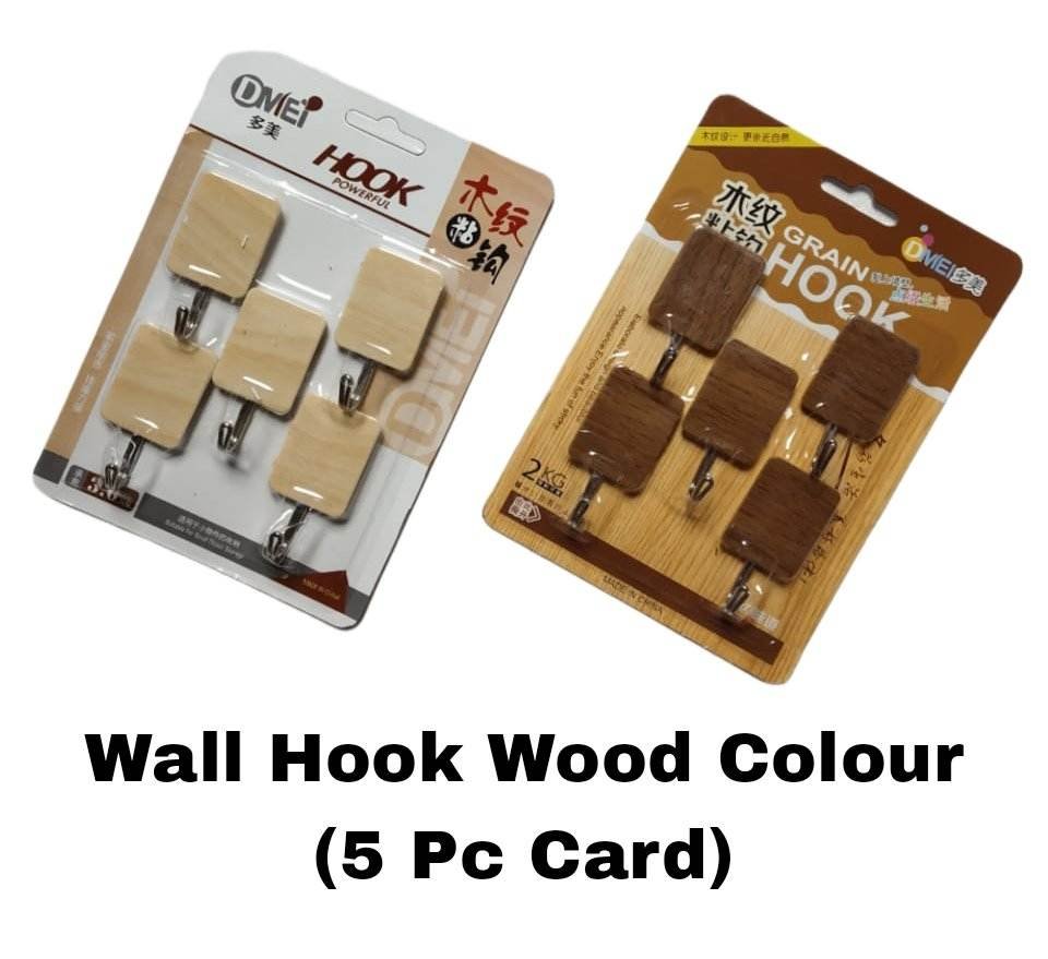 Picsart_22-10-21_11-42-51-795.jpg Wall Hook Wood Colour (5 Pc Card) - Image 1