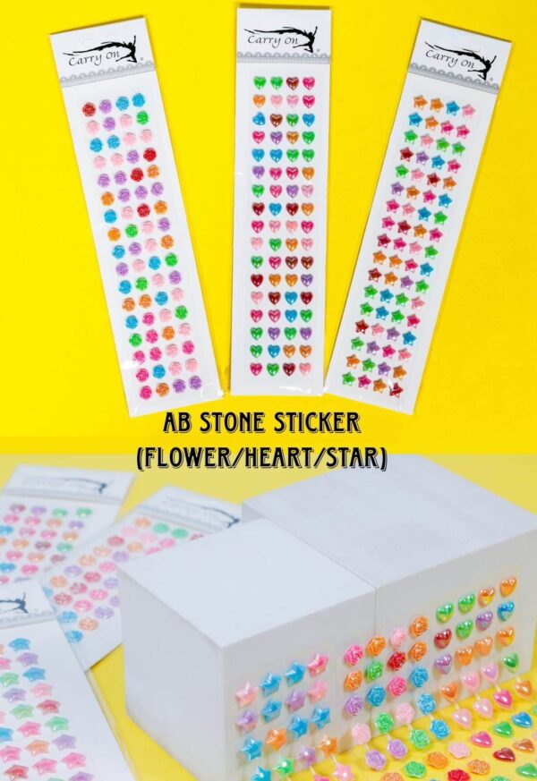 AB Stone Sticker Heart / Flower / Star  Card