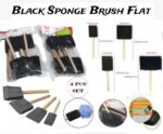 Black Sponge Brush Flat - 4 Pcs Set