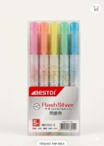 Flash Silver Highlighter Marker Pen No.RM-1505-5 (5 Pcs) - Image 4