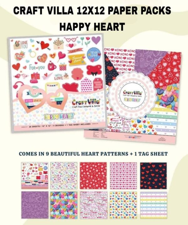 Craft Villa 12X12 Paper Packs-Happy Heart