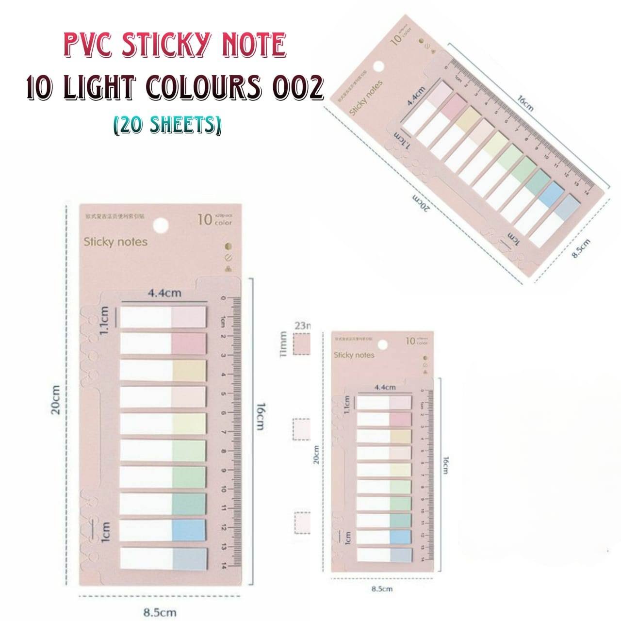 Stick Tips Note Color PVC Sticky Note 10 Light Colours 002 - Global Trade Links