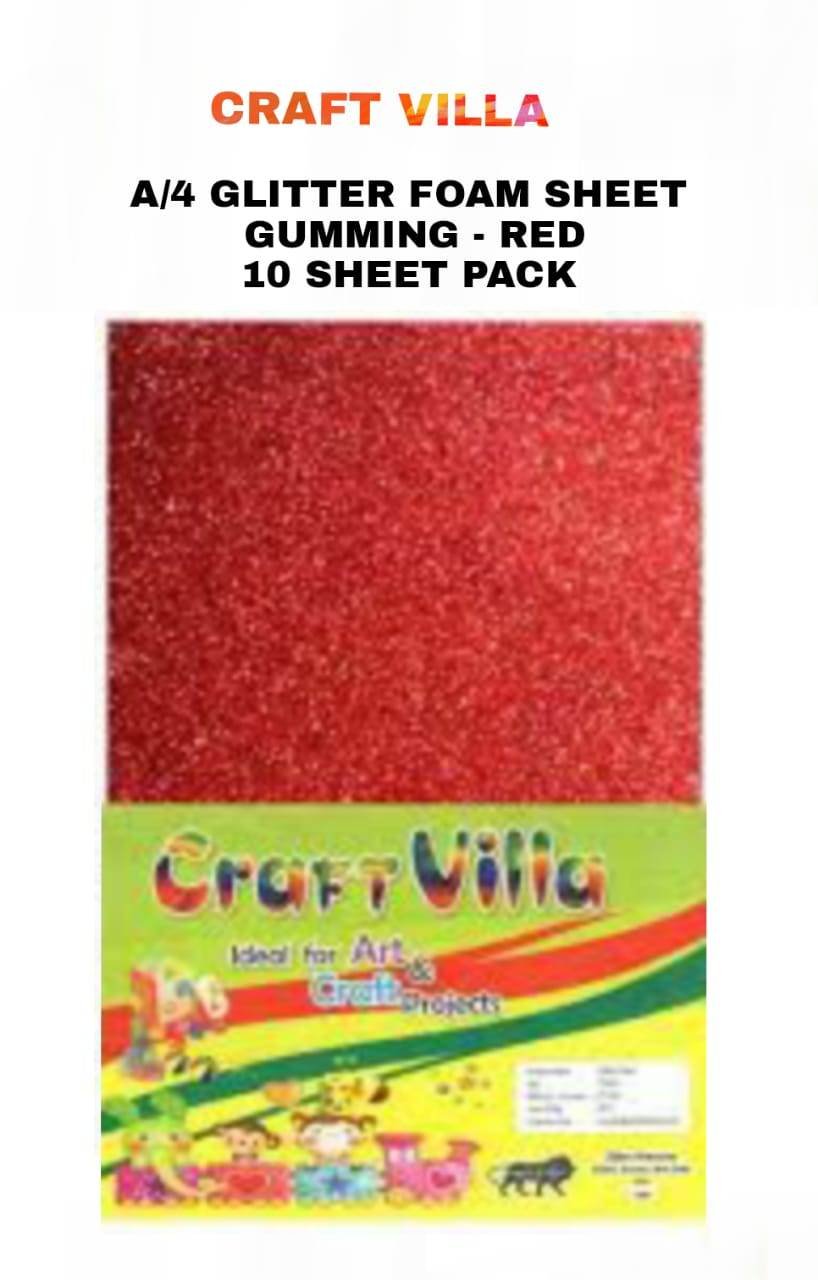 bdac8d2d-83c5-4f96-85d9-2104731a7d26.jpg Craft Villa A/4 Glitter Foam Sheet Gumming - Loose Colours - Image 1