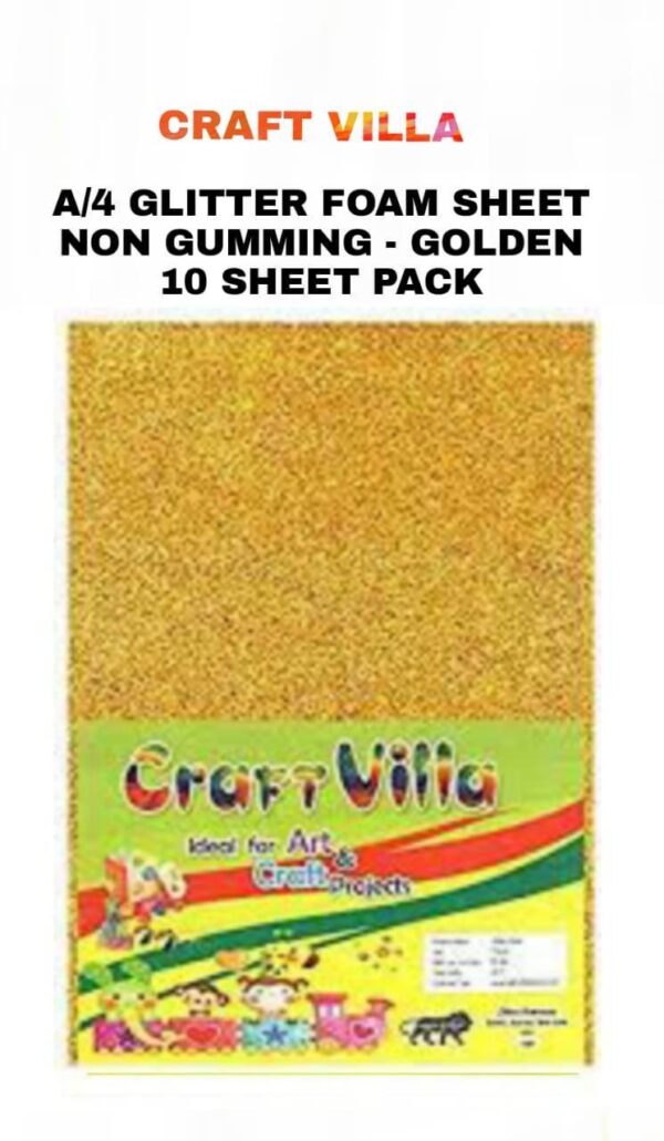 Craft Villa A/4 Glitter Foam Sheet Non-Gumming - Golden