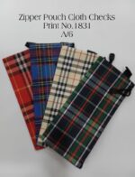 Zipper Pouch Cloth Checks Print A/6 No.1831