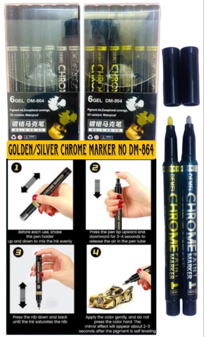 d56ab0f1-3d15-4341-af55-a84ba907305c.jpg Golden/Silver Chrome Marker No.DM-864 - Image 1