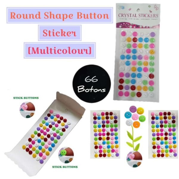 Round Shape Button Sticker (Multicolour) 66 Buttons
