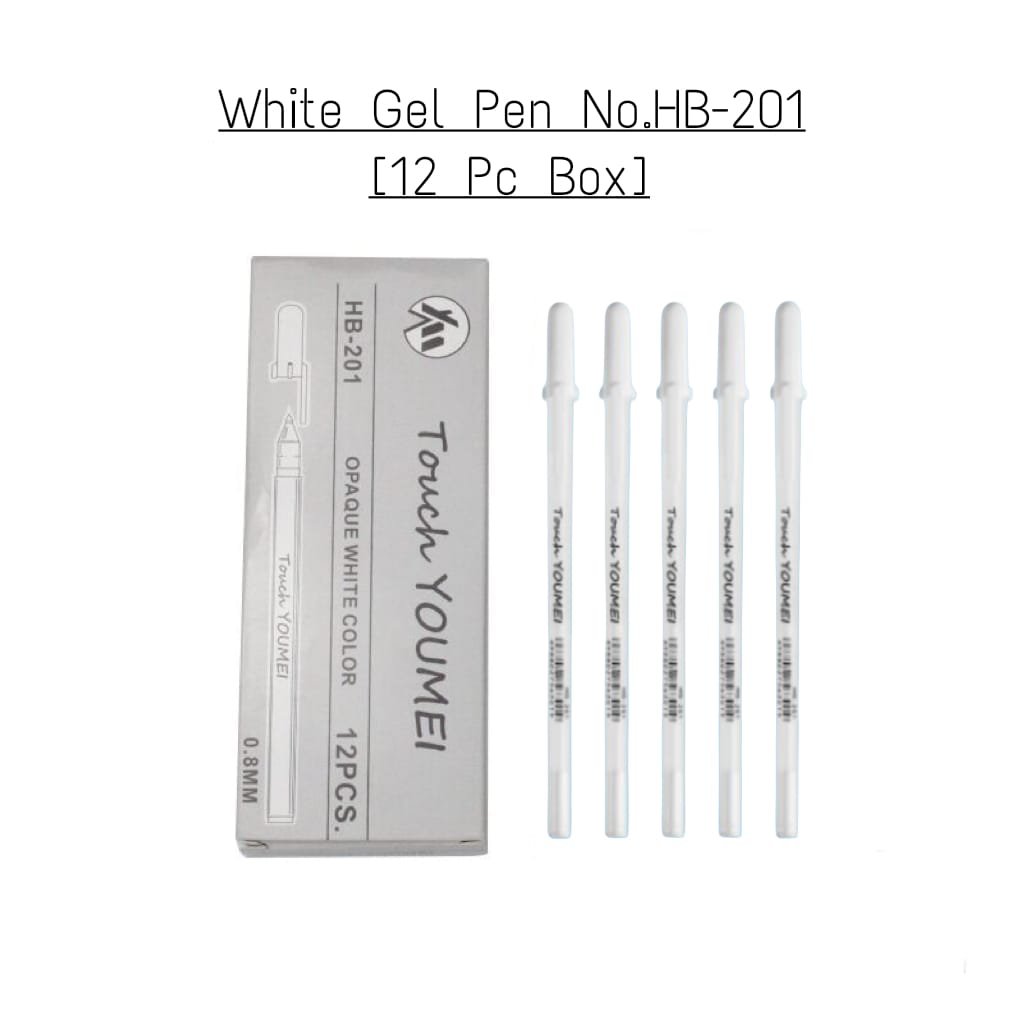 2026/02/1000027360.jpg White Gel Pen No.HB-201 (12 Pcs Box) - Image 1