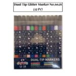 Dual Tip Glitter Marker No.6628 (12 Pcs Card)