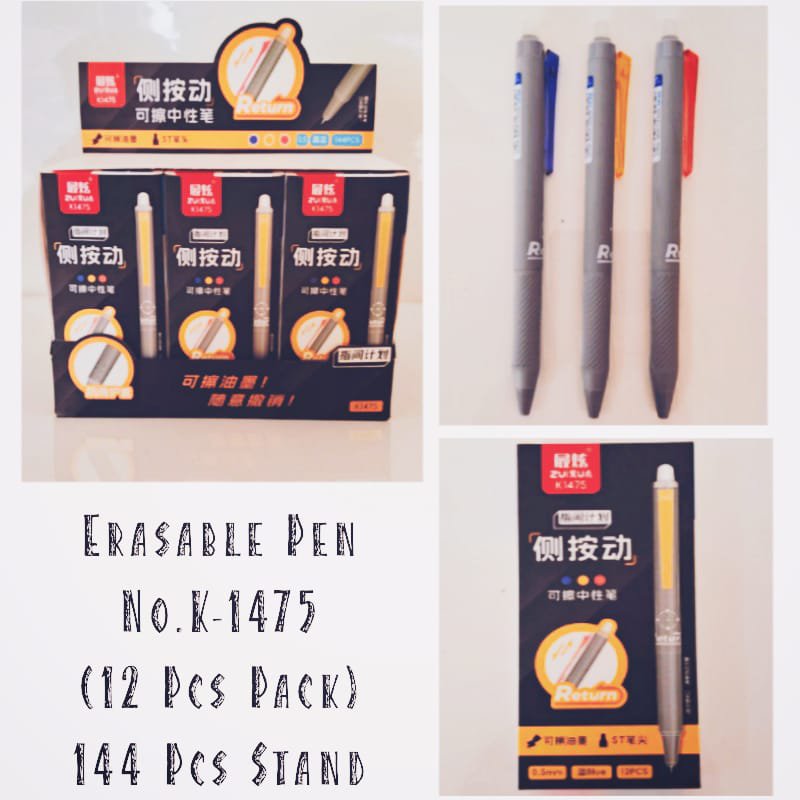 2026/02/1000027516.jpg Erasable Pen No.K1475 (12 Pcs Pack 144 Pcs Stand) - Image 1