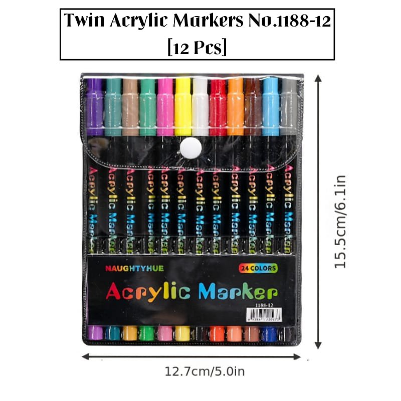 2026/02/1000027579.jpg Twin Acrylic Markers No.1188-12 (12Pcs) - Image 1