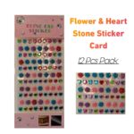 Flower & Heart Stone Sticker Card [99 Stones] 12 Pc Pack
