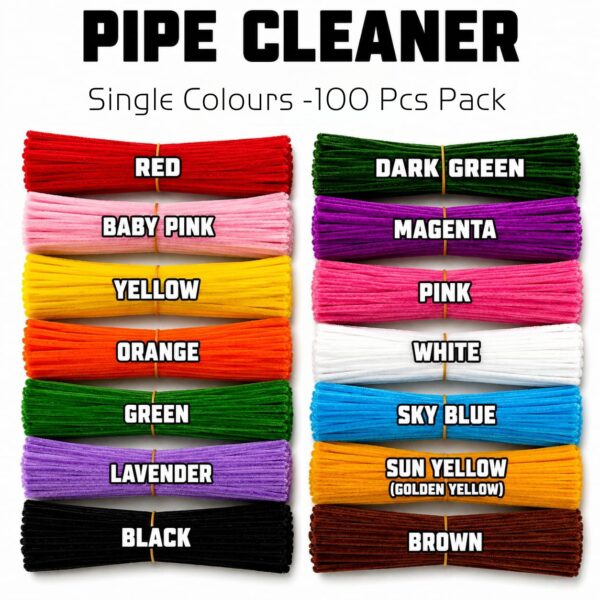 Pipe Cleaner- Single Colours (100 Pc Pack)